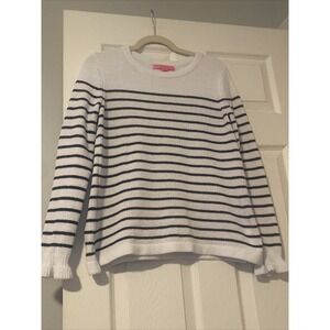 Lilly Pulitzer Sweater Soft Fuzzy Black Stripe Size Small Black White Winter
